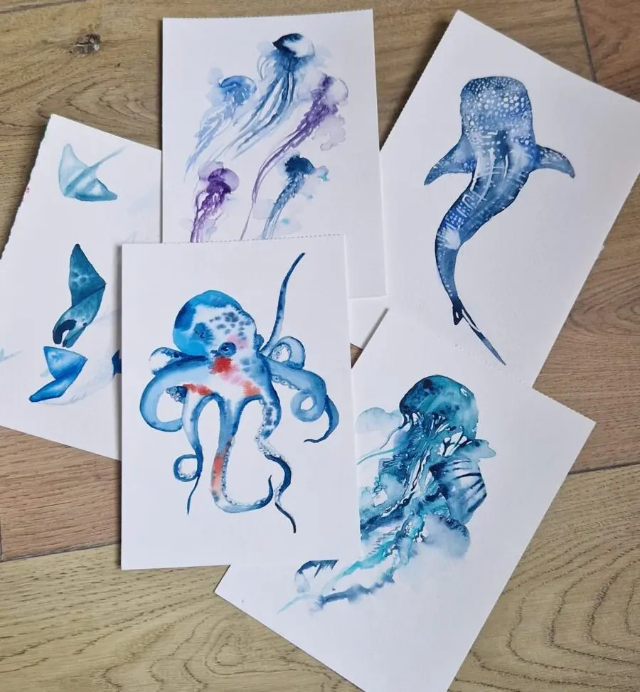 Atelier aquarelle – Animaux marins